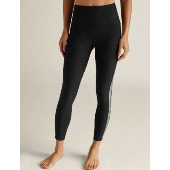 BEYOND YOGA SPACEDYE SHINE ON HIGH WAIST DARKEST NIGHT BLACK MIDI LEGGINGS M - Picture 5 of 9